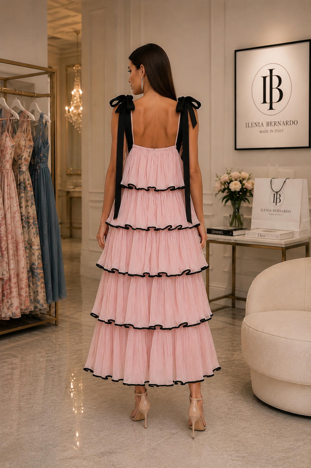 “Blush Étoile” Ruffle Midi Dress